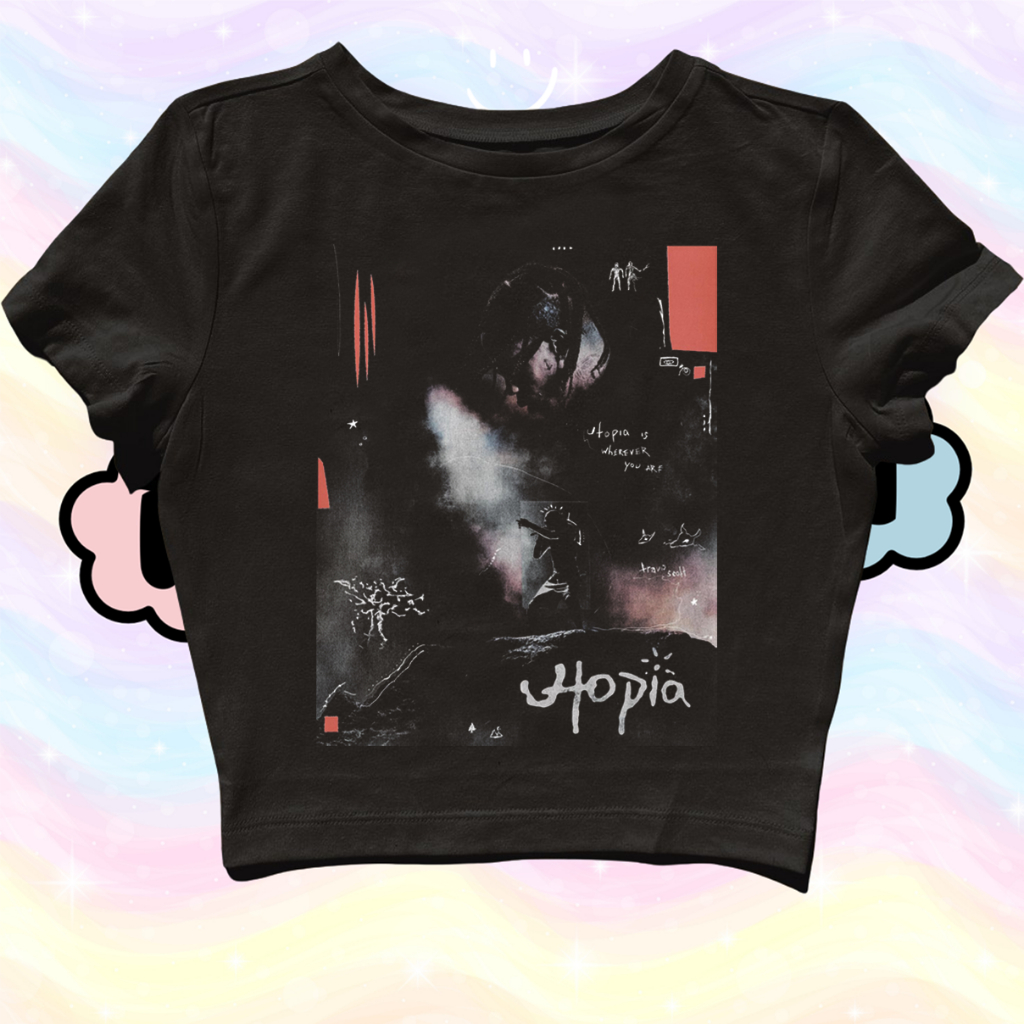 STARPERSON | CROP TOP TRAVIS SCOTT UTOPIA RAPPER RAP TEE | GRUNGE | Y2K | METAL | VINTAGE | AESTHETI