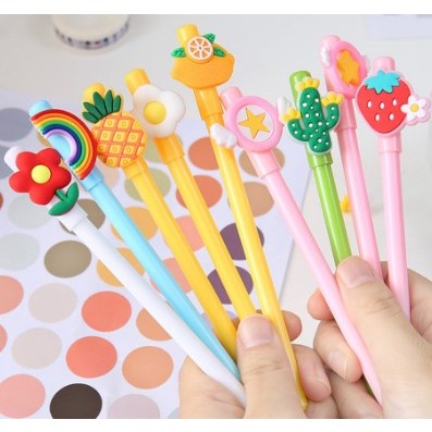 

Pulpen Gel Karakter Kartun Buah Pena Karakter 3D 0.5mm Lucu