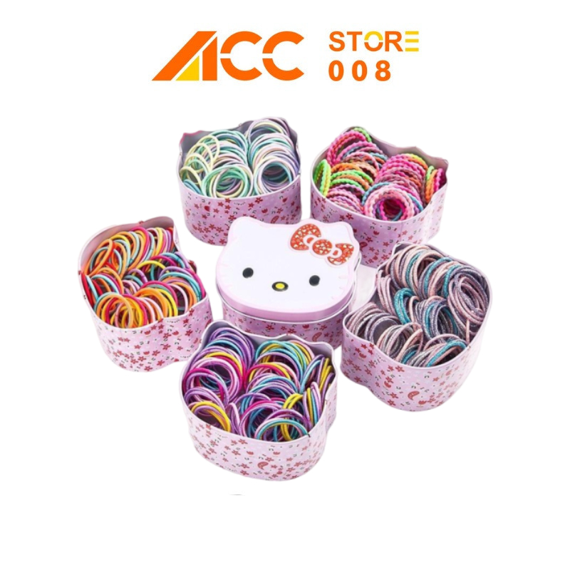 Ikat Rambut H539 Anak Isi 100 DAPAT Kaleng Kartun Lucu H539 Aksesoris Karet Rambut Anak ACC