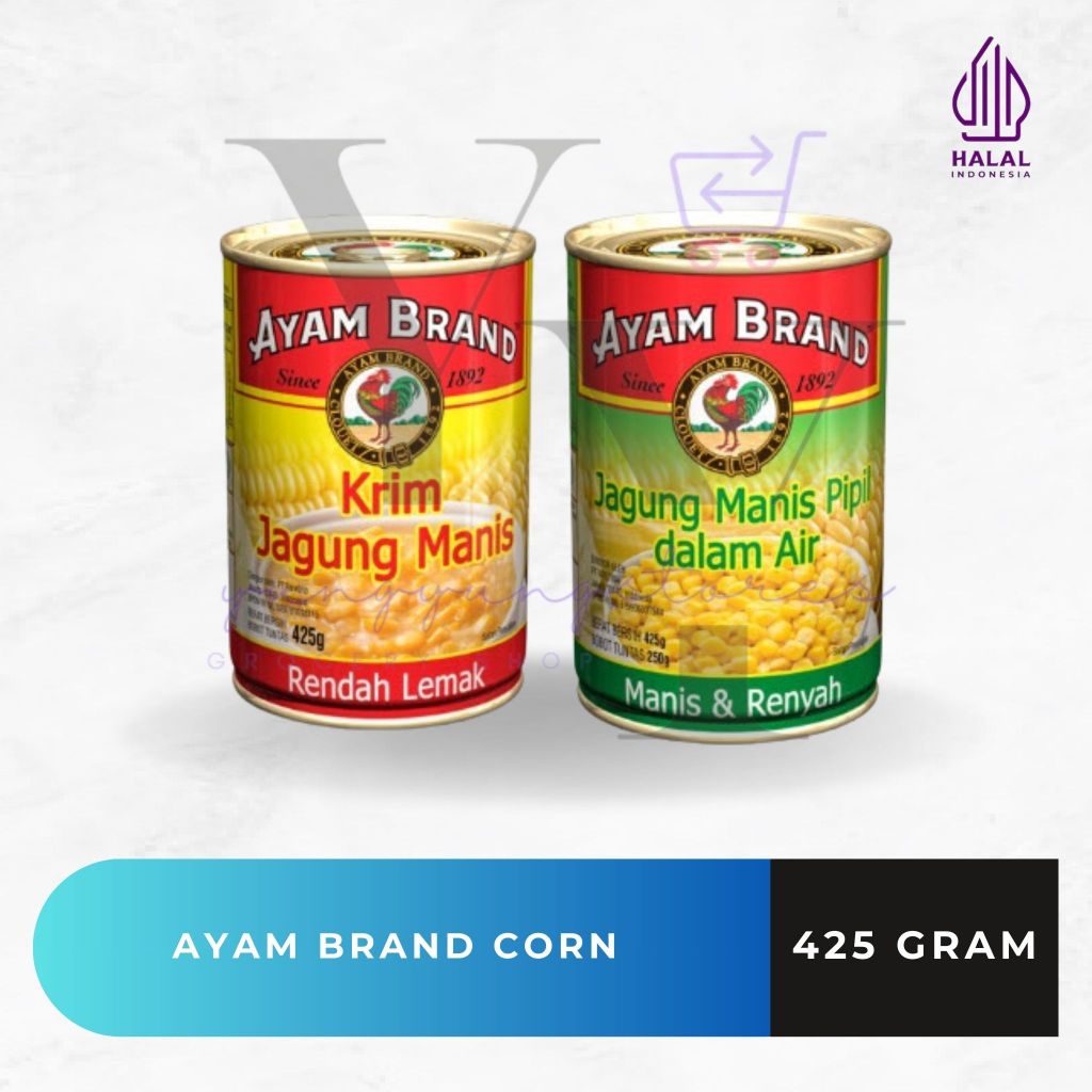 

Ayam Brand Jagung Manis Pipil Whole / Krim Sweet Corn Style 425 gram