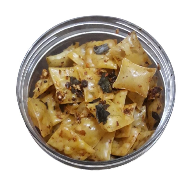 

KRIPIK PANGSIT JONTOR - Pedas Daun Jeruk Kemasan 100gr