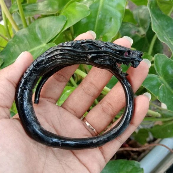 gelang akar Bahar hitam ukir kepala naga/gelang akar Bahar hitam asli/gelang akar Bahar hitam origin