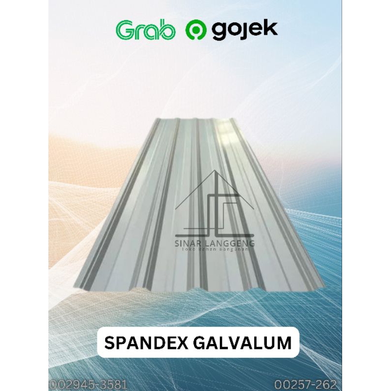 (Harga per meter lari) Spandex Spandek Atap Galvalum Silver tebal 0.25mm / 0,3mm / 0,4mm panjang 2M / 3M / 4M / 5M / 6M gelombang 5 lebar efektif 75cm