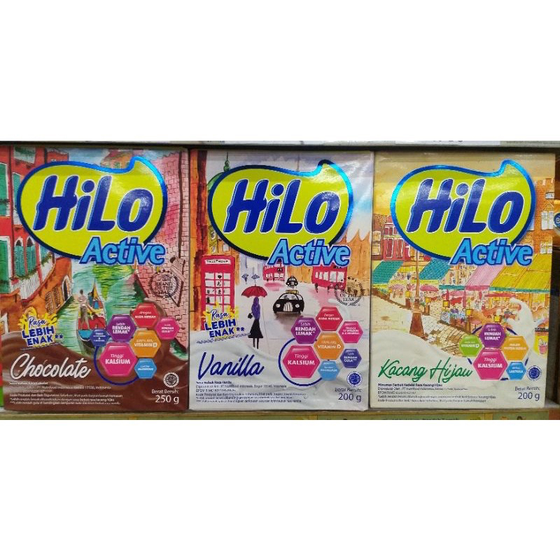 

HiLo Active Rasa Chocolate/ Vanilla/ Kacang Hijau 250gr - Susu Tinggi Kalsium Rendah Lemak