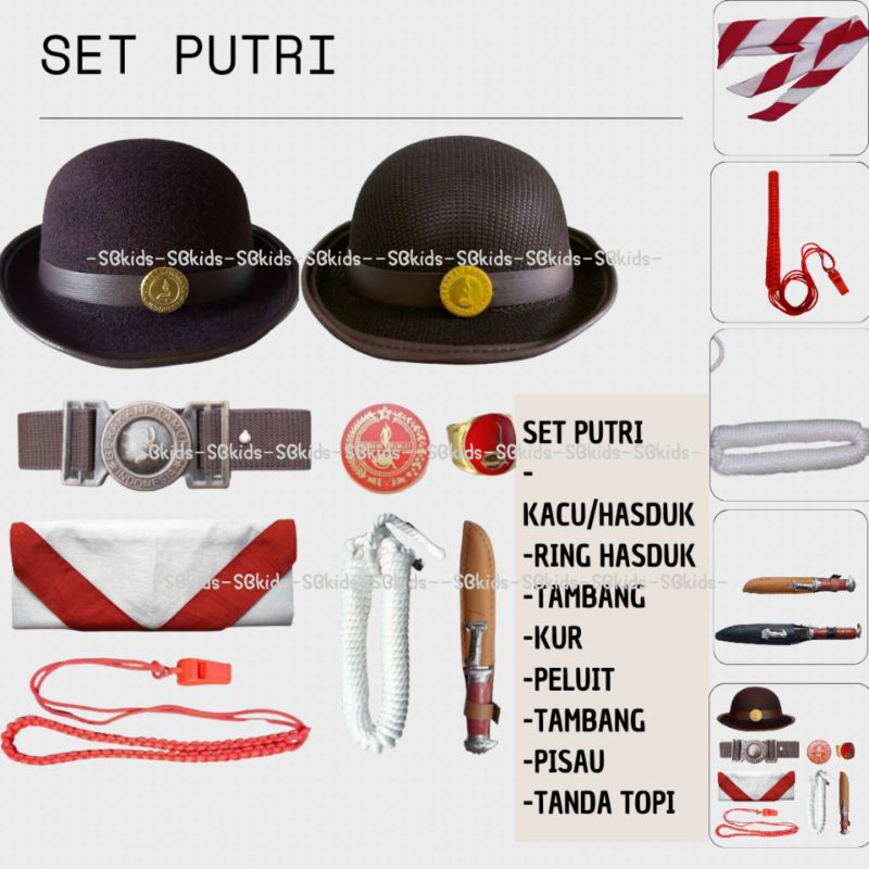 set perlengkapan camping pramuka kumplit anak putri perempuan cewek lengkap boni hasduk sam soom / p