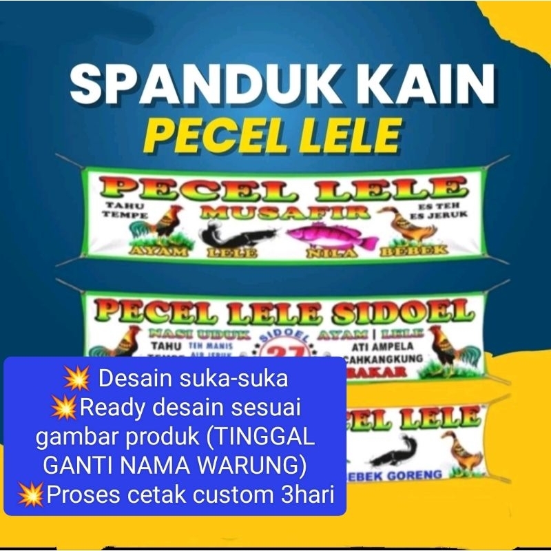 Spanduk baliho banner KAIN warung pecel lele lalapan kain printing satuan [READY STOK]