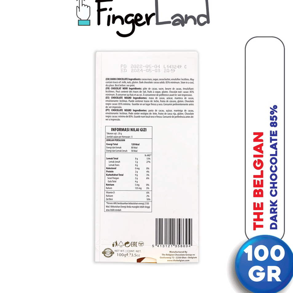 

Bayar Di Tempat THE BELGIAN Dark Chocolate 85% 100 gram Cokelat Hitam ★★★★