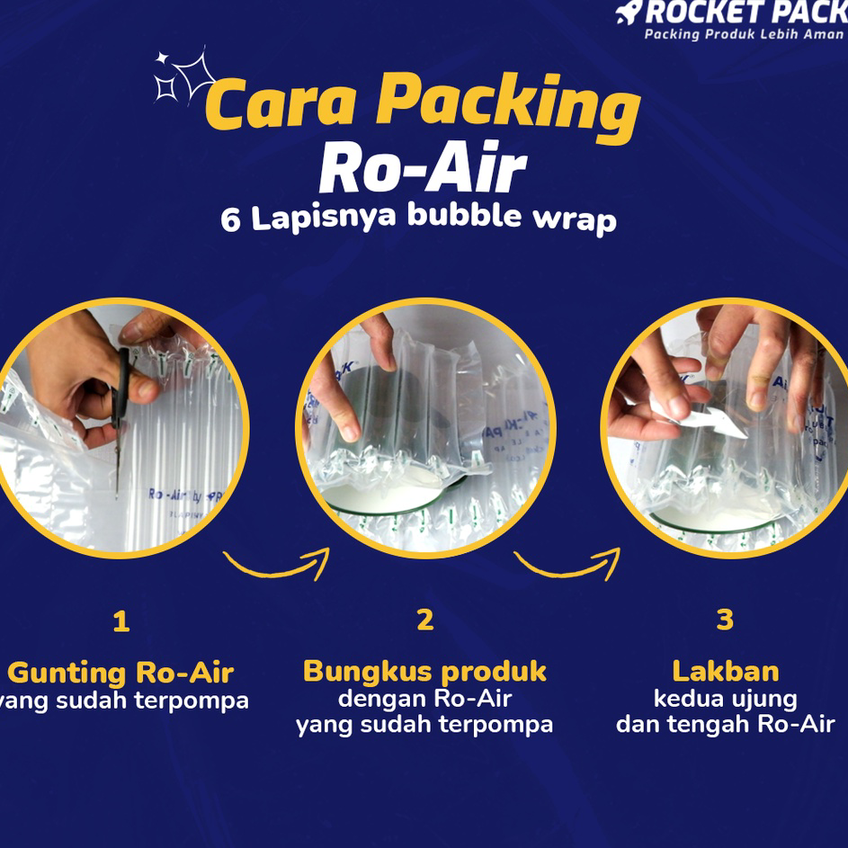 

Terlaku. Inflatable Air Bubble Cushion Wrap Ro-Air 50m Tinggi 15-90cm Rocket Pack REGULER Grosir