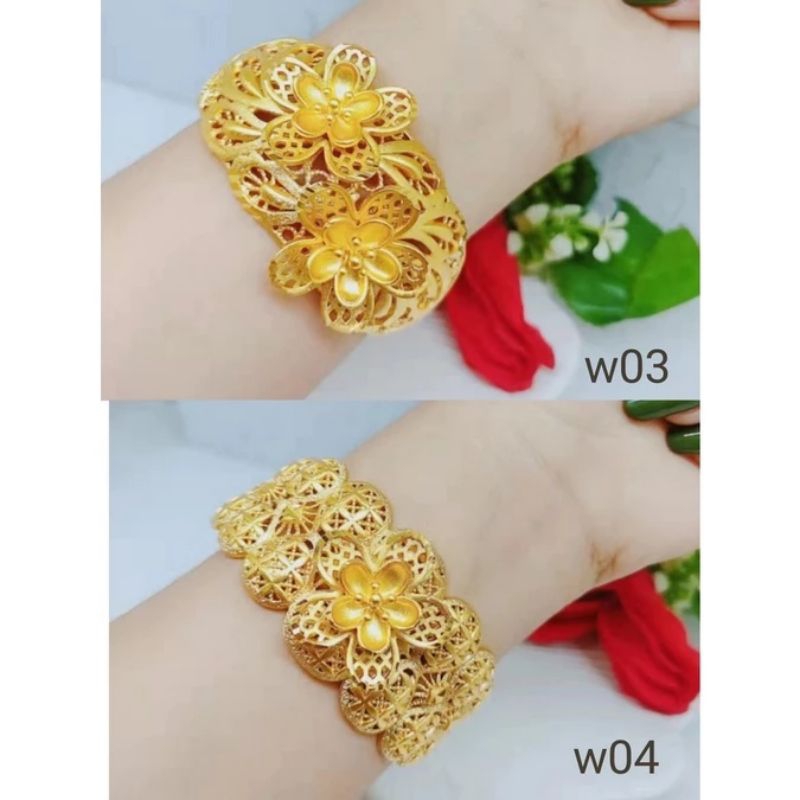 Gelang bunga kendari lapis emas 24k