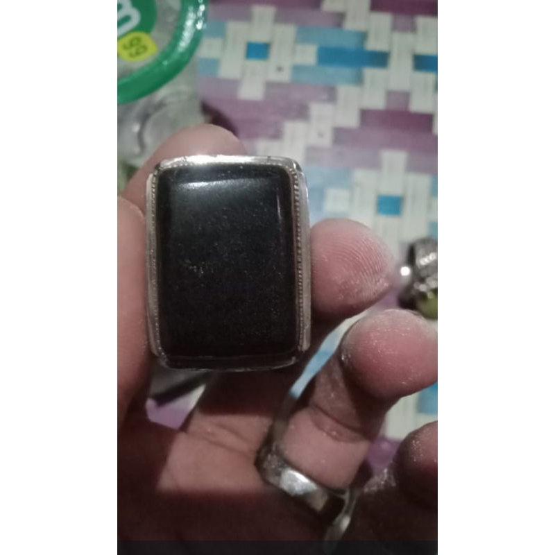 cincin akik fosil galih kelor hitam pekat asli banten