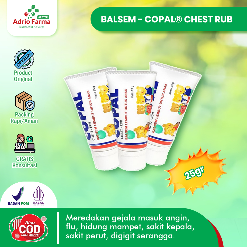 BALSEM - COPAL CHEST RUB BAYI - Tube @ 25gram - Meringankan Gejala Masuk Angin, Hidung Tersumbat - D