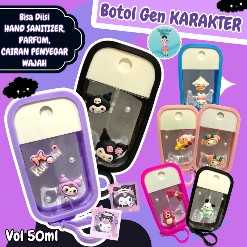 Botol Spray Hand Sanitizer Perfume Karakter Lucu Kuromi My Melody Cinnamoroll Hello Kitty Pompompuri