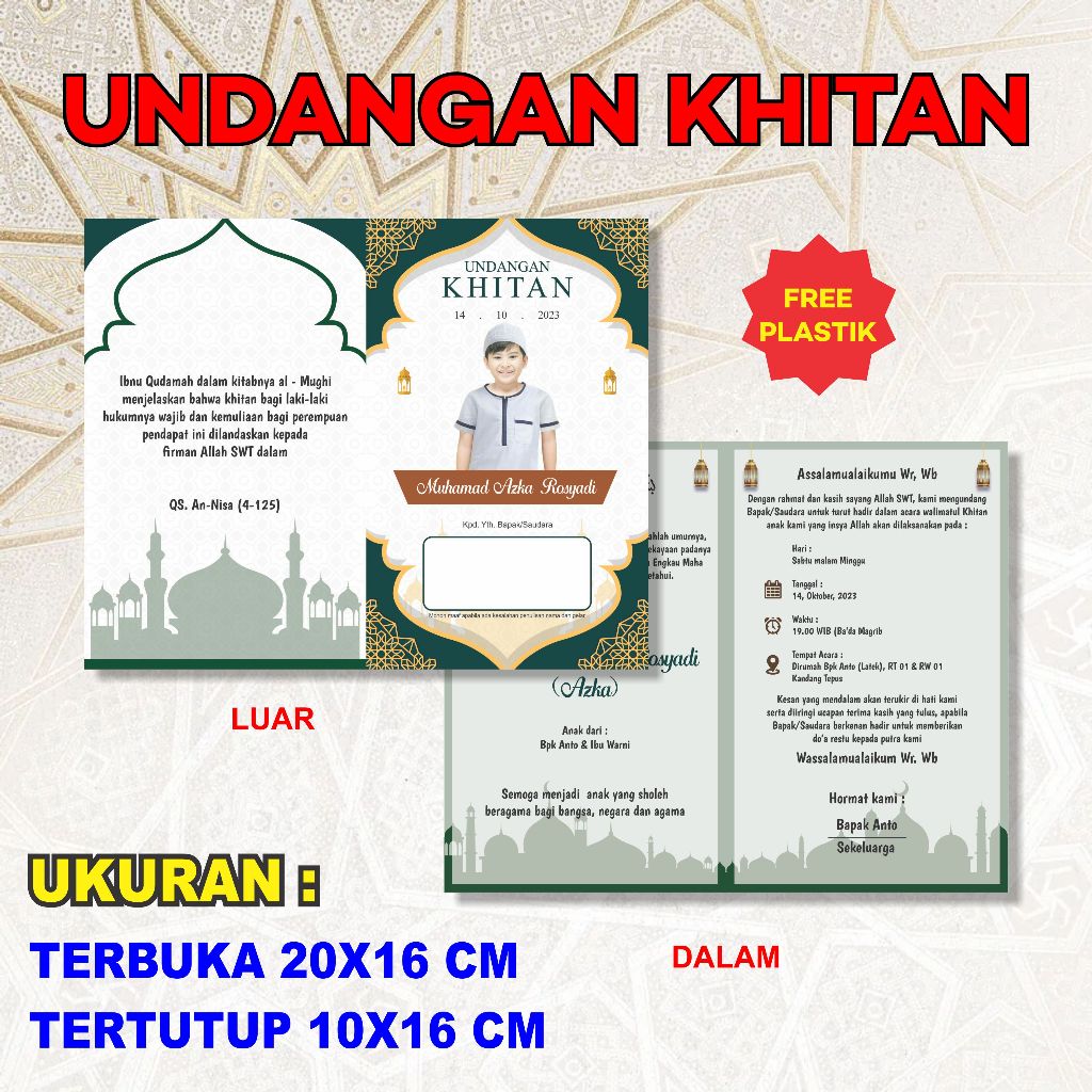 UNDANGAN KHITANAN LIPAT 2 (FREE DESAIN + PLASTIK + FOTO + DENAH) TURUT MENGUNDANG