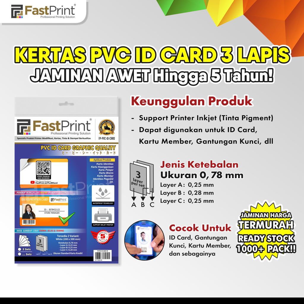 

Fast Print Kertas PVC ID Card Kertas Lembaran 0.78 MM