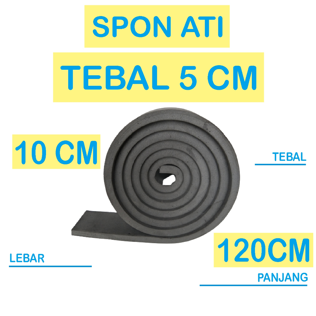 SPON ATI / BUSA ATI / SPON EVA TEBAL 5 CM WARNA HITAM UKURAN 120 CM X 10 CM