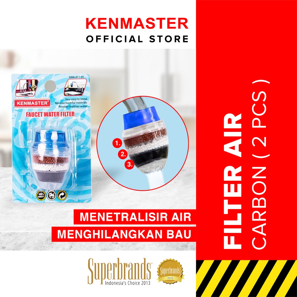 Kenmaster Filter Air Carbon Aktif (3L) / Saringan Kran Air / Penjernih Air - 2 pcs - Penyaring Air -