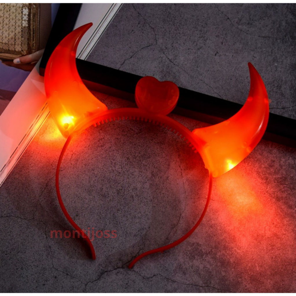bando devil led /bando tanduk setan lampu nyala / bando tanduk iblis halloween party