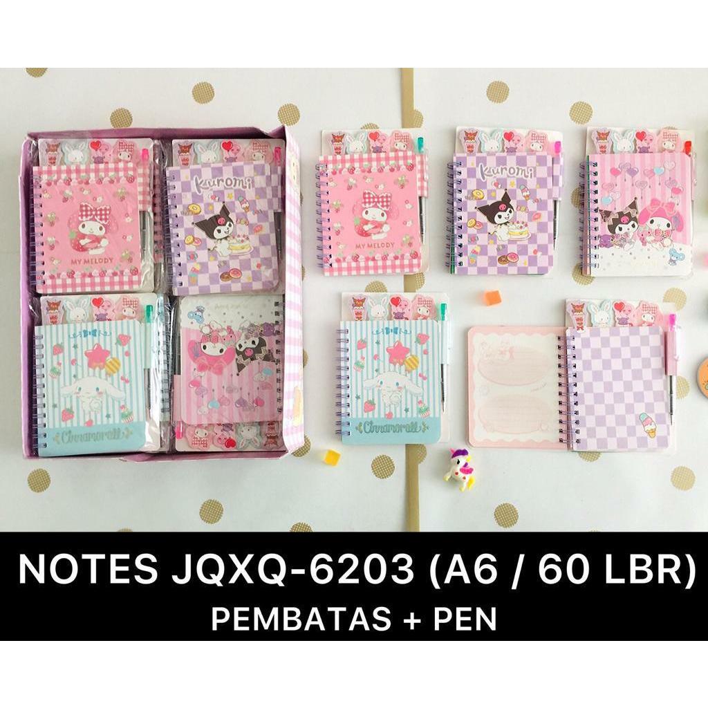 

AS888 - BUKU AGENDA / NOTEBOOK SPIRAL A6 DENGAN PEMBATAS BUKU PLUS PULPEN KARAKTER SANRIO JQXQ-6203