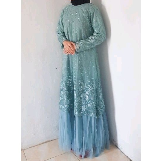 DRESS BROKAT TILE IMPROT/ GAMIS BRUKAT/DRESS MUSLIMAH/KEBAYA MODERN TERBARU