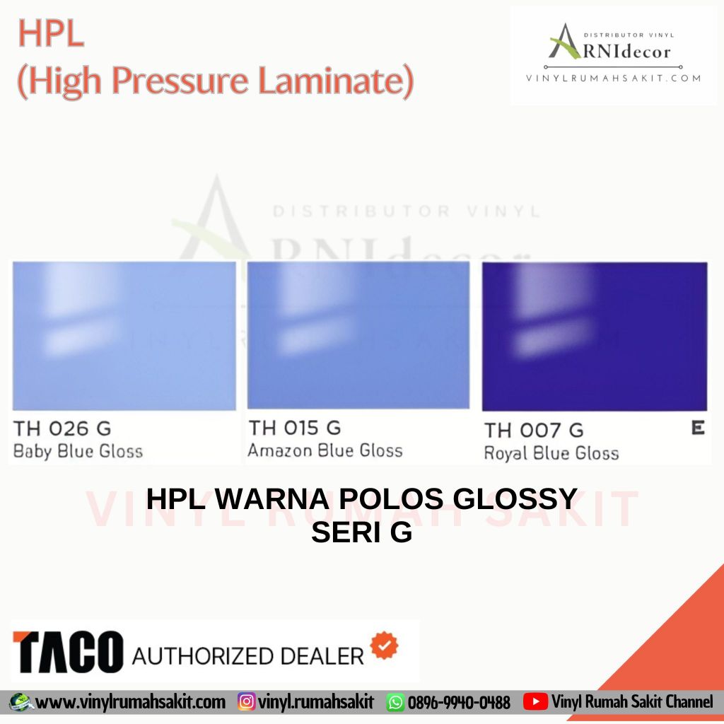 HPL TACO Warna Polos/Solid Glossy TH Seri G