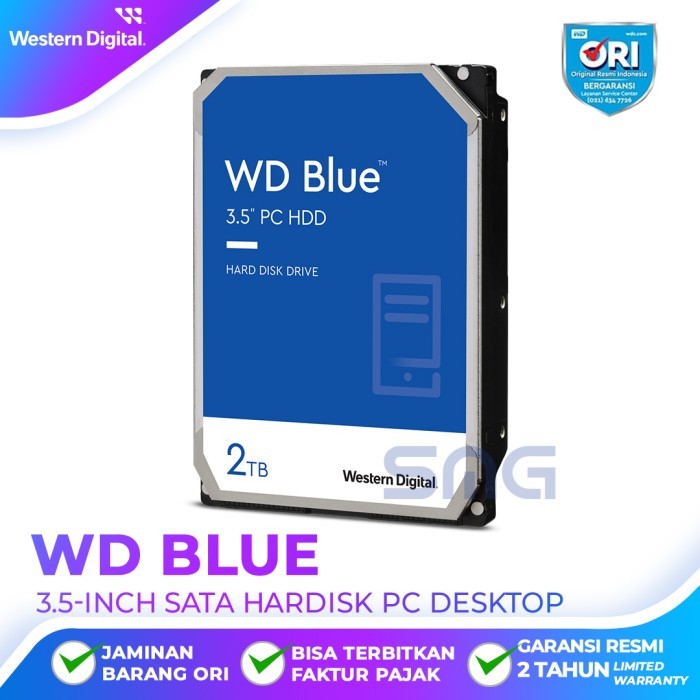 WD Blue 2TB Hardisk PC - 7200RPM 256MB Cache - WD20EZBX