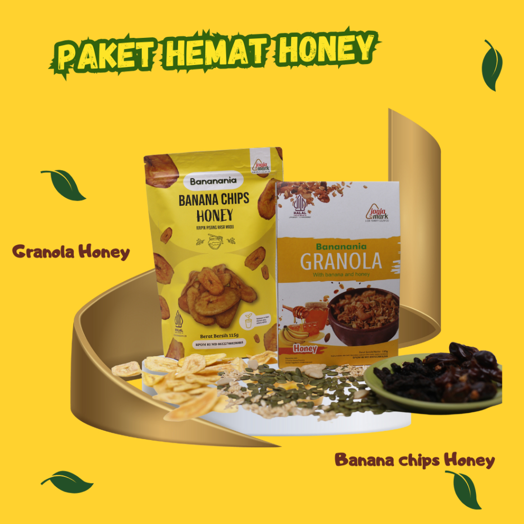 

[Bananania] Honey Pack - Banana Chips & Granola - Healthy Chip Sarapan Cereal Instan Crispy Camilan