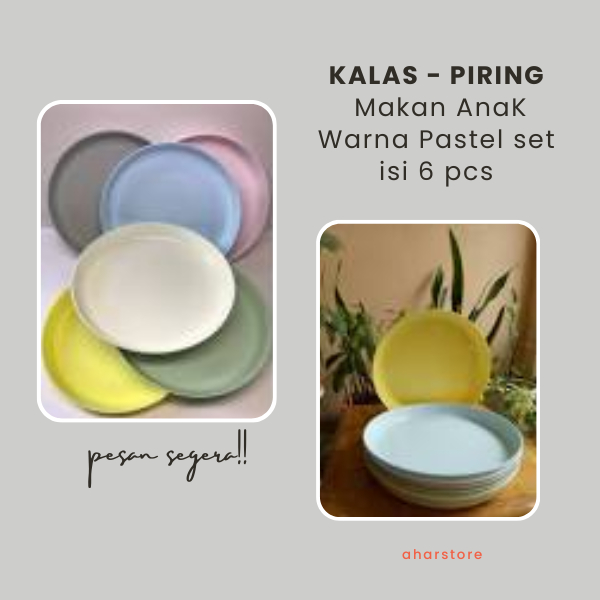 IKEA KALAS PIRING Makan Anak, 1 Set isi 6 pcs, Tanpa BPA, 2 Pilihan Warna, Piring Plastik Shabby Chi