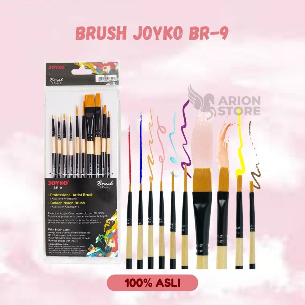 

[ARION STORE] BRUSH KUAS CAT AIR LUKIS ACRYLIC JOYKO BR-9 [SET]