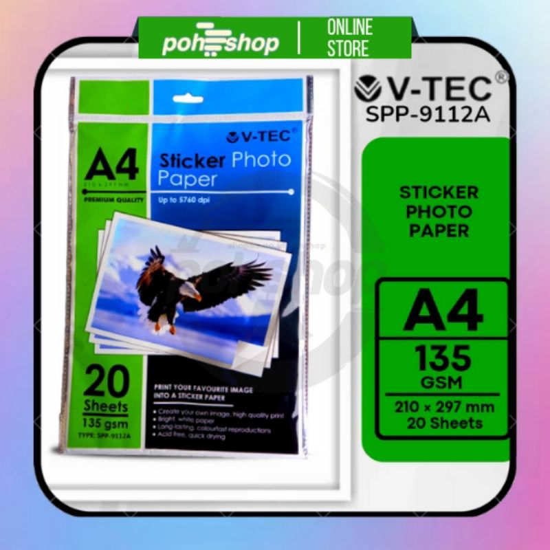 

V-Tec Sticker Photo Paper A4/135gsm 20's