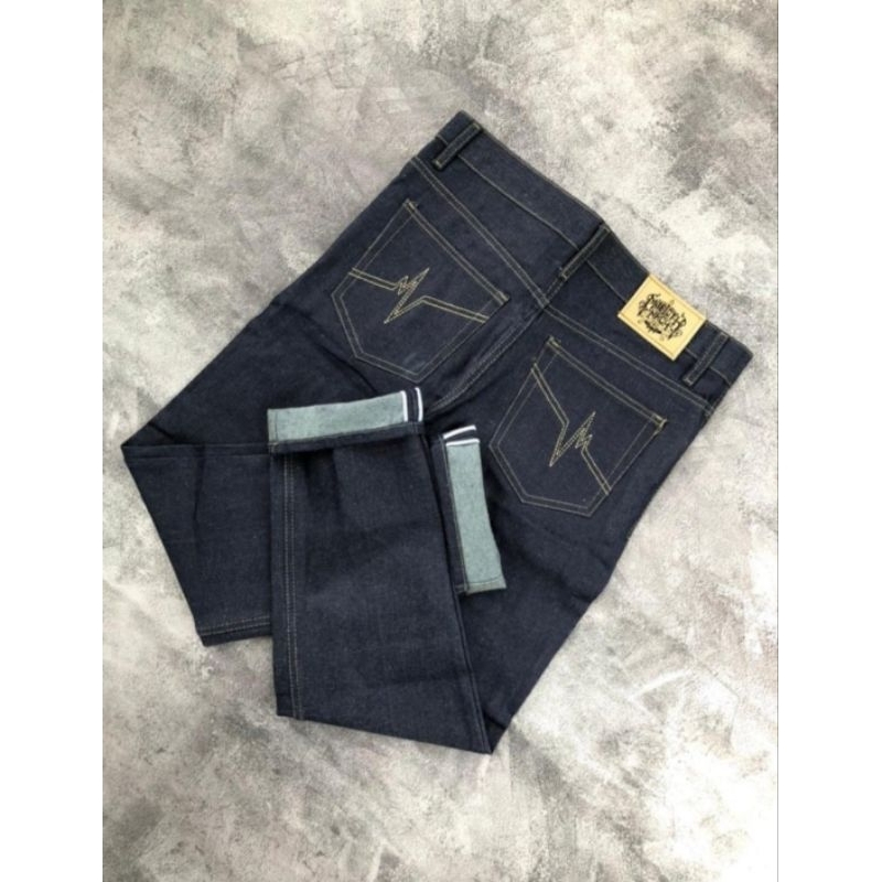 (TERMURAH ) DENIM SELVEDGE Black indigo
