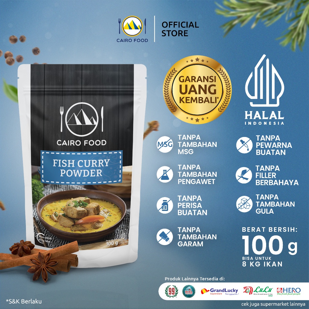 

Bumbu Kari Ikan Sehat – Tanpa MSG, 100% Rempah Murni | Cairo Food - 100 gram
