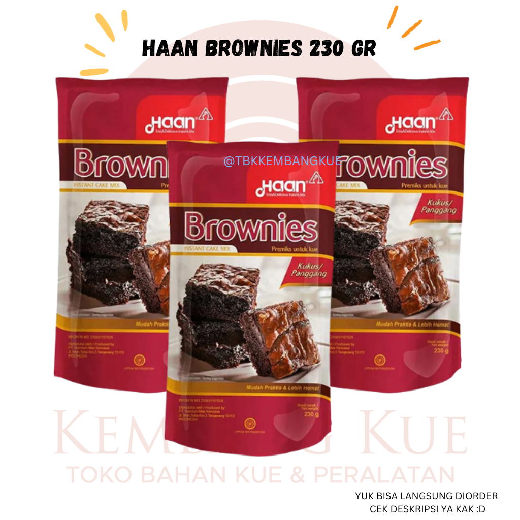 

Haan Brownies Pouch 230 gr/ Tepung premix instan /haan brownies kukus / panggang