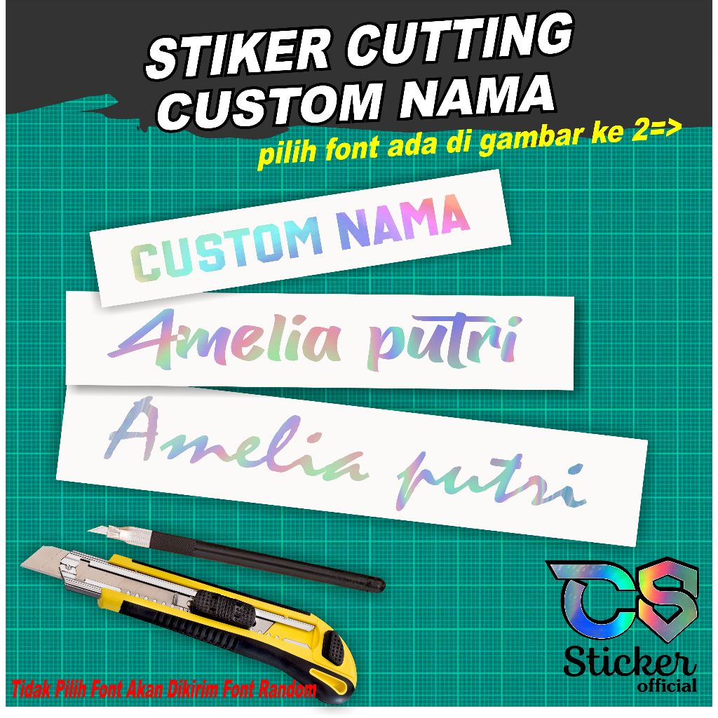 stiker custom nama request -cutting stiker nama ANTI AIR
