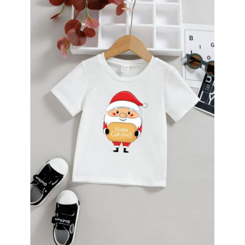 Kaos natal anak anak terlaris gambar Santa kecil