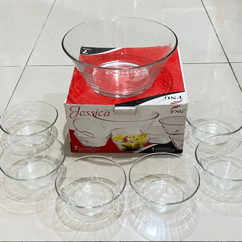 satu set mangkok beranak kaca isi 7 jessica fng