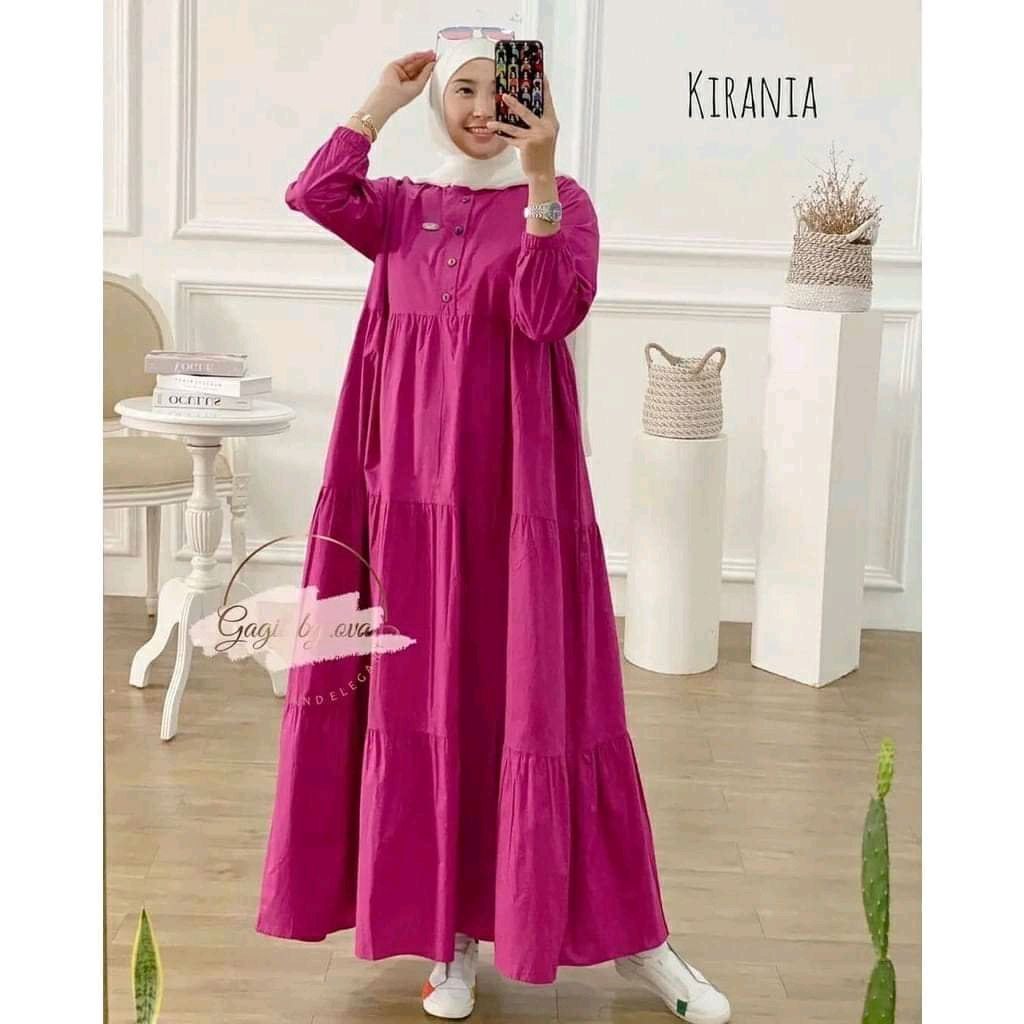 GAMIS KIRANIA BAHAN RAYON TEBAL BUSUI MODEL SUSUN KIRANIA MIDI DRESS BAHAN KATUN RATON FASHION WANIT