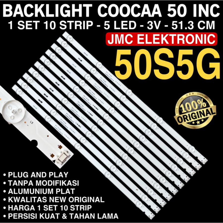 BACKLIGHT TV LED COOCAA 50 INCH 50S5G JL.D50051235-202AS-M LAMPU BL KOKA COCA 50 IN 5K 3V