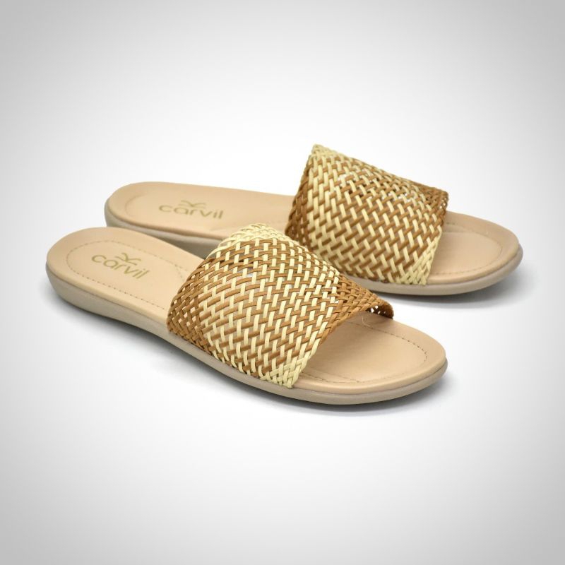 Sandal Carvil Wanita Slop Sendal Selop Anyaman Original 100% Terbaru Kekinian Slide Cewek Unik Empuk