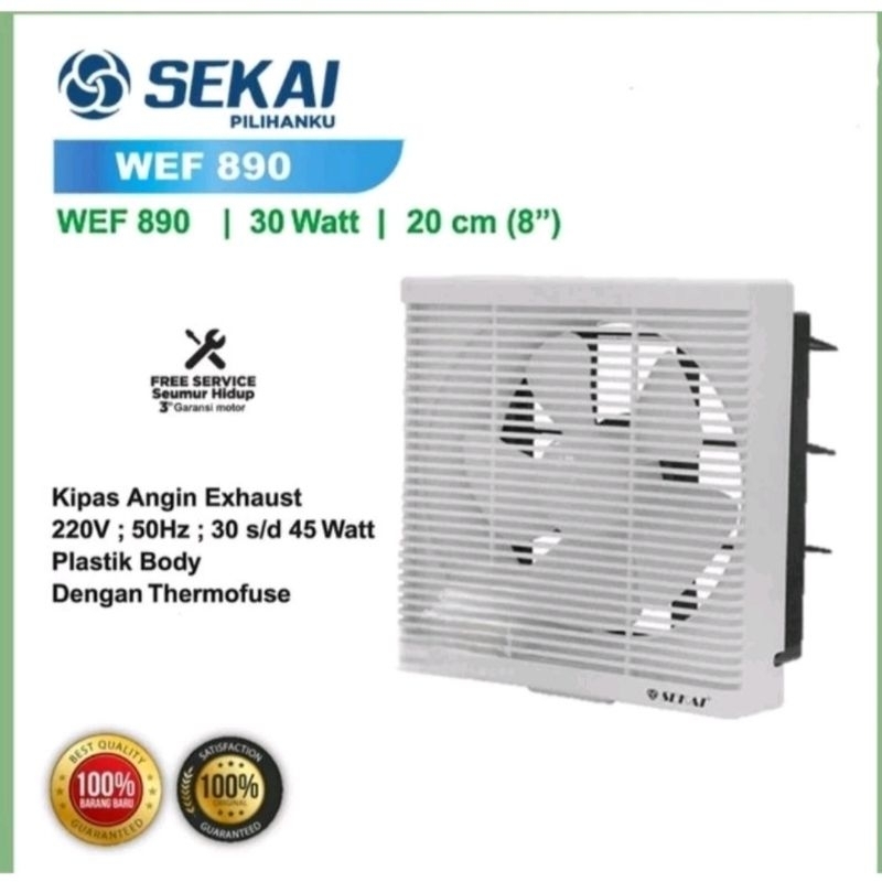 SEKAI exhaust fan 20cm 8 inci WEF 890 - heksos fan Sekai WEF890
