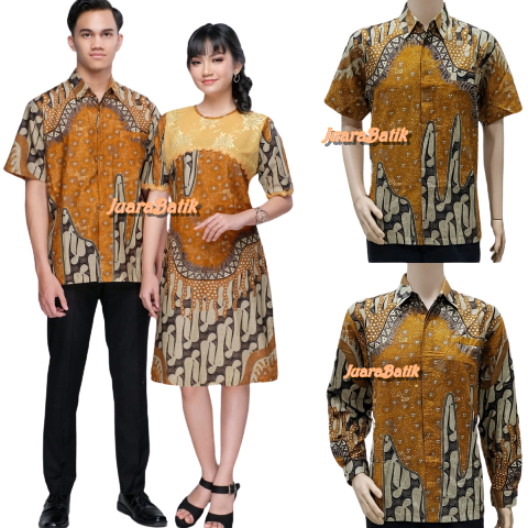 Set Couple Dress Gold Brokat Set Couple Batik Jumbo Set Couple Pasangan Batik Gold