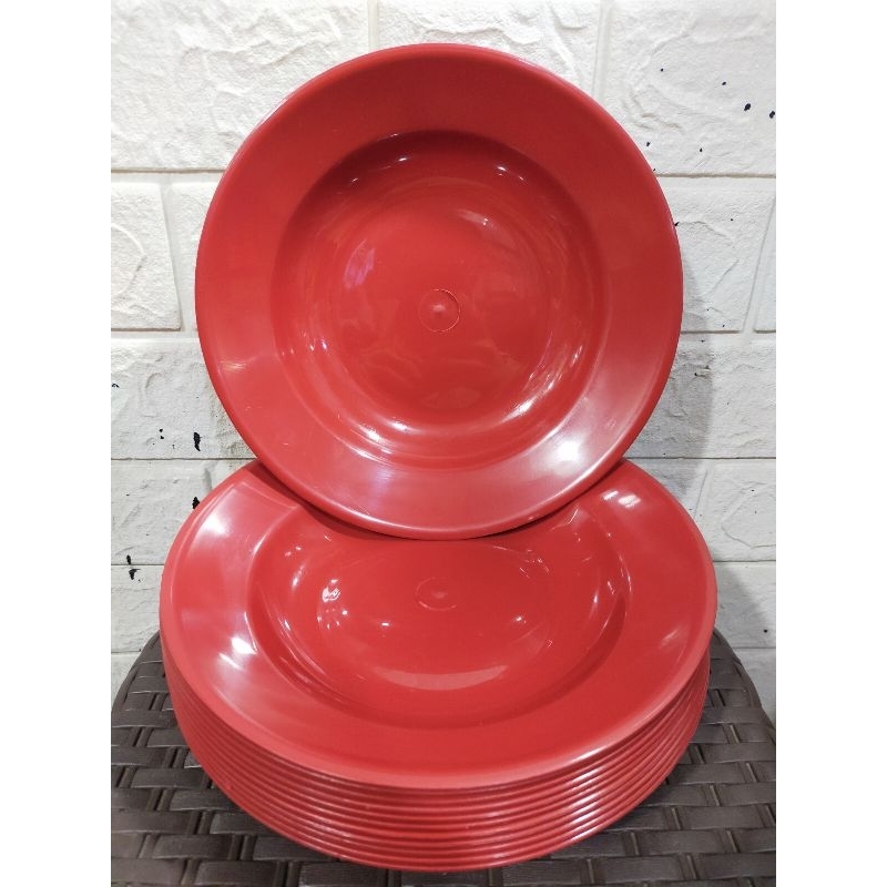 Piring Plastik Tebal GM / Piring Plastik Murah Lusinan / Piring Plastik Tebal / Piring Plastik Merah