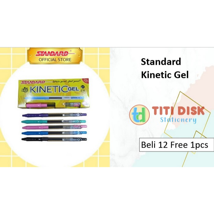 

Pulpen Standard Kinetic Gel Tinta Hitam Dengan Mata Pen 0.38mm (1 pack =12 Free 1 Pcs)