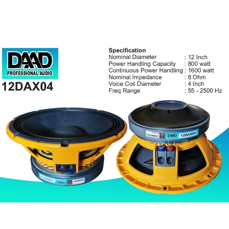 Speaker 12 inch DAAD 12DAX04 voice coil 4 inch
