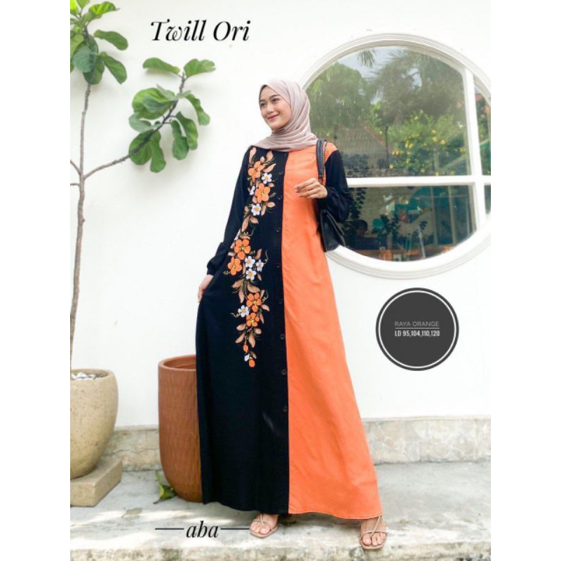 kode A46 | gamis lukis gamis twill ori gamis kombinasi