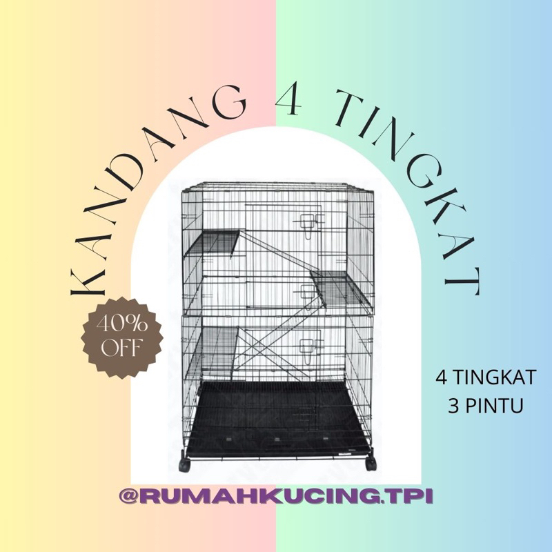 Kandang Kucing EXTRA JUMBO Tingkat 4 90x60x135cm kandang hewan