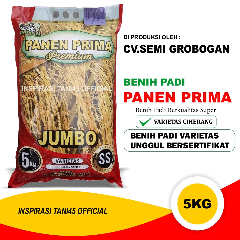 Benih Padi PANEN PRIMA Premium 5kg/Benih Padi CIHERANG PANEN PRIMA PREMIUM 5kg/Benih Padi Ciherang J