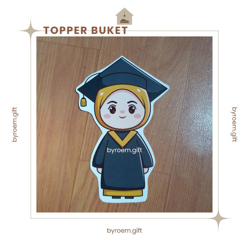 TOPPER BUKET dan KUE CAKE SNACK TOWER GAMBAR ORANG WISUDA