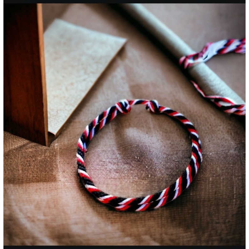 garansi gelang tridatu asli bali tali serut warna telon merah hitam putih ukuran 2mm model emas