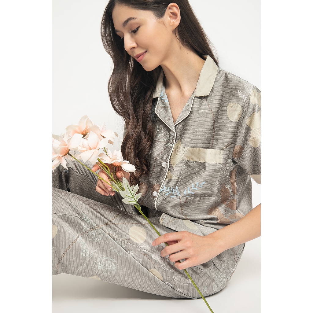 Vanka ORGANIC SILK Tencel Collar Pajamas Set Piyama