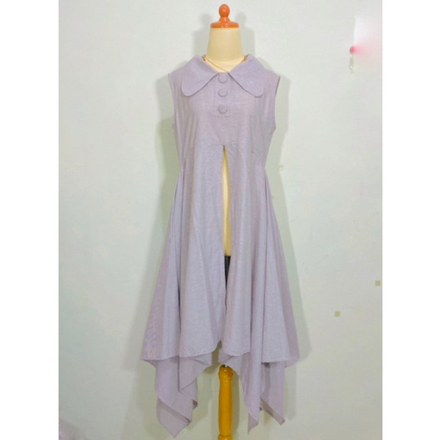 Atasan long outer luaran blouse cardigan kutung bahan katun poplin model longback asimetris warna ab